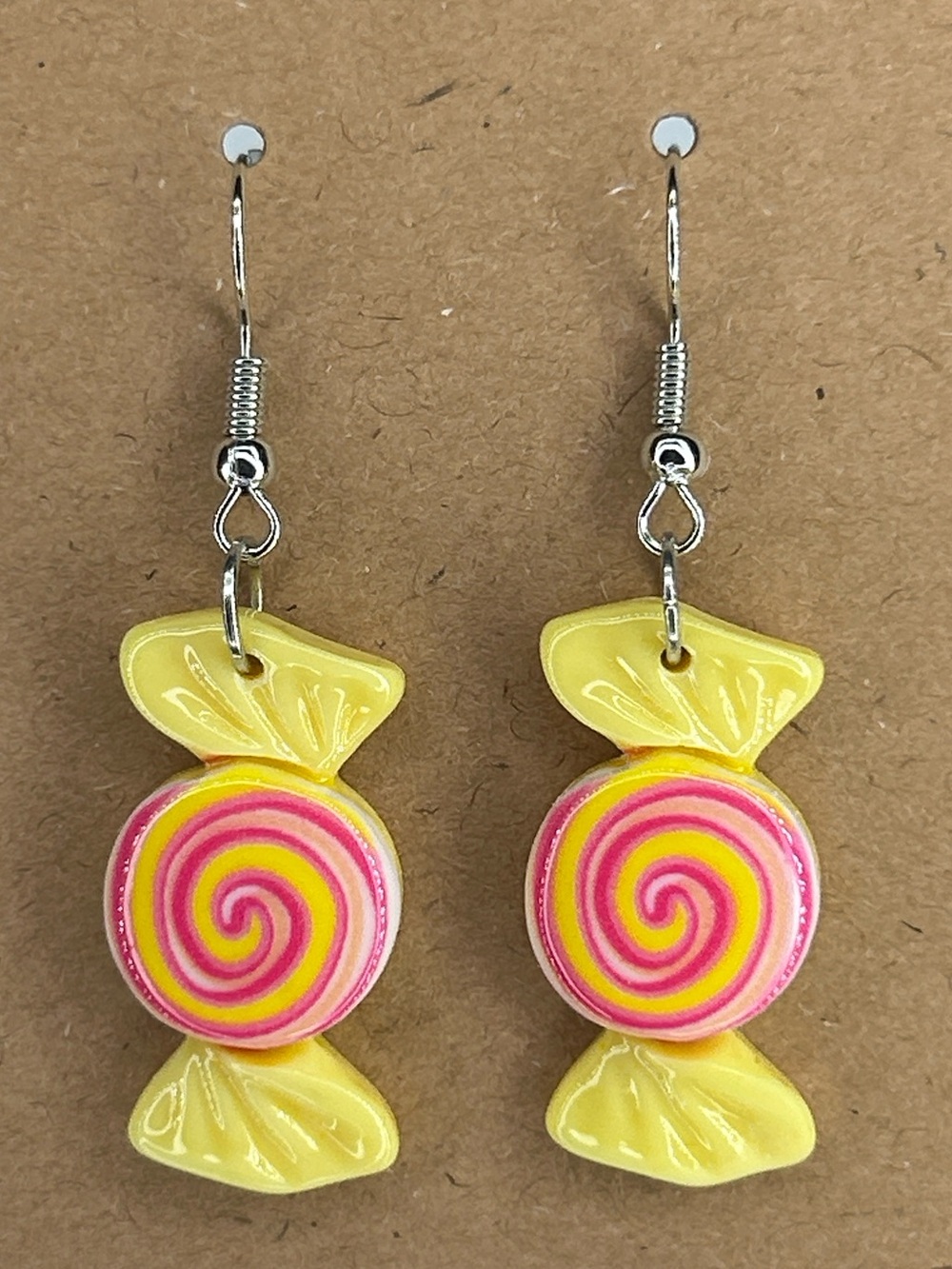 Yellow Candy Swirl Drop Earrings - Pink & Yellow Fashion Jewelry